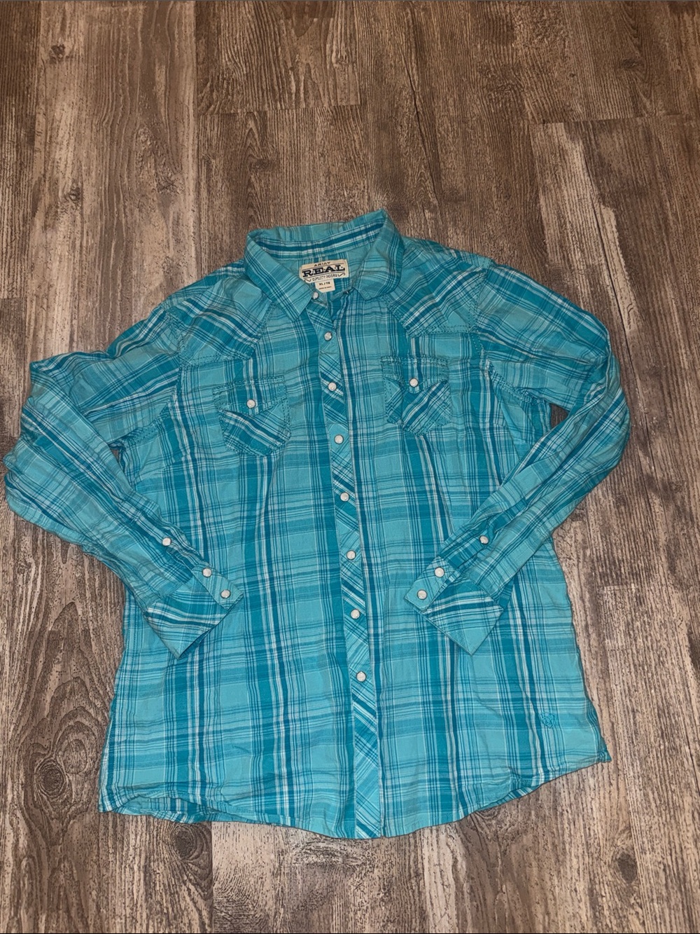 Ariat Turquoise Plaid Long-Sleeve Button-Down Shirt